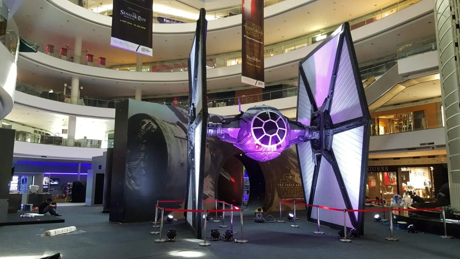 Star Wars installation in a shopping mall atrium